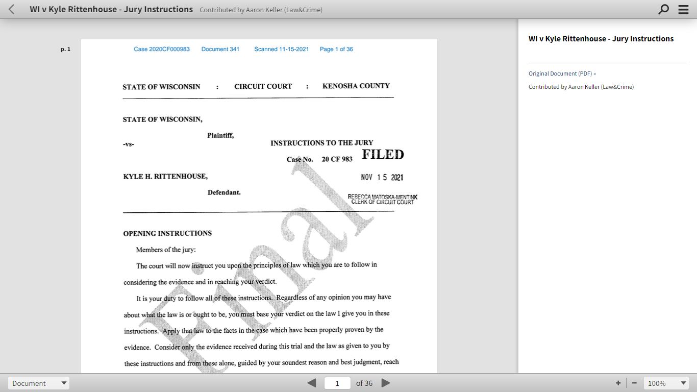 WI v Kyle Rittenhouse - Jury Instructions - DocumentCloud